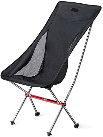 Tragbarer Klappstuhl für Erwachsene, Outdoor, Picknick, Angeln, Camping, mit Rückenlehne und Tragetasche, leichtes und kompaktes Design, Schwarz