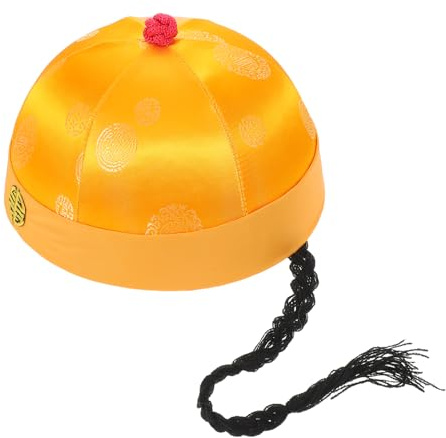Artibetter Chapeau Impérial Chinois Ancien Garçon et Filles Taille Unique Coiffe Cosplay Dynastie Qing Bonnet Royal Oriental Théâtre Fête Rôle