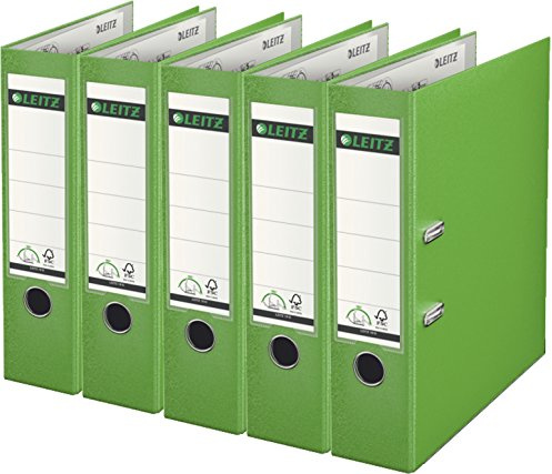 Leitz 1010 Qualitäts-Ordner Plastik breit, mit patentierter 180 Präzisionsmechanik (hellgrün, 5er Sparpack)
