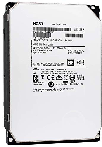 HGST Ultrastar He8 HUH728080AL5200 (0F23728) 8TB SAS 12 GB/S 7200 RPM 128MB Cache Disco duro interno de escritorio de 3.5 pulgadas (reacondicionado certificado)