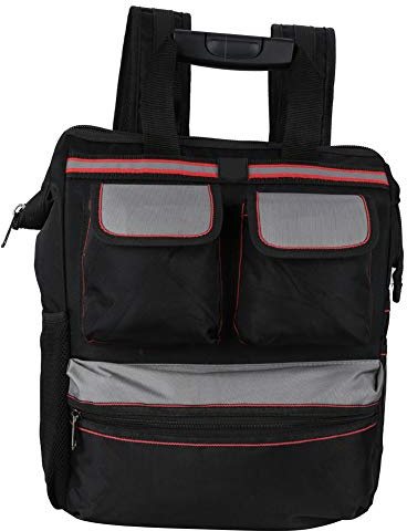Caisse à Outils, Sac à Outils Oxford en Tissu Sac de Rangement pour Outil de Réparation Multifonctionnel Sac à Dos Électricien Fournitures(Black)