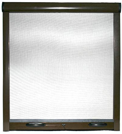 Zanzariera Universale A Rullo Avvolgibile Profilo Riducibile Regolabile Per Finestra Porte Portafinestra Balconi Con Frizione Telaio In Alluminio In Kit Fai Da Te Colore Marrone (160 x 170 cm)