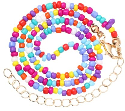 Holibanna Damen Perlenkette Bunte Einfarbige Einreihige Halskette Mit Individuellem Motiv 17.72 Zoll Mode Schmuck Für Strandparty Urlaub Mädelsabend