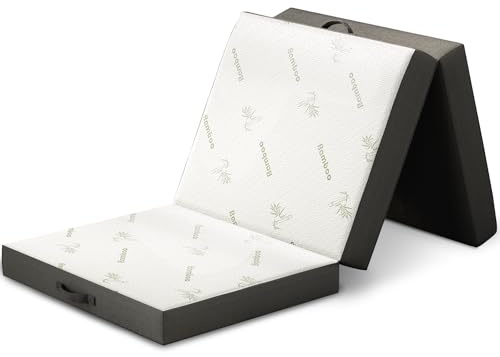 Cozzzi Folding Mattress - Twin Size Trifold Foam Mattress Topper with Removable Cover - Lightweight and Portable Sleeping Mat - Compact and Easy to Storage 75 x 31 x 4” (Grey)