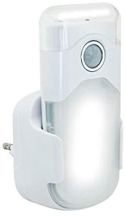 Velamp Veilleuse LED avec éclairage d'urgence automatique, anti-panne de courant, fonction lampe de poche pratique, avec détecteur de mouvement et capteur PIR, prise horizontale