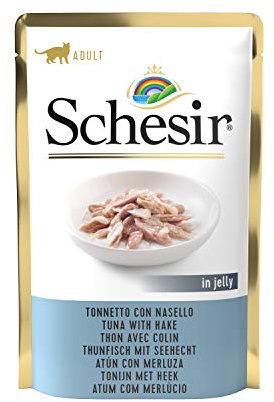 Schesir Gatún Jalea de merluza para Gatos, Comida húmeda, 20 Bolsas de 85 g