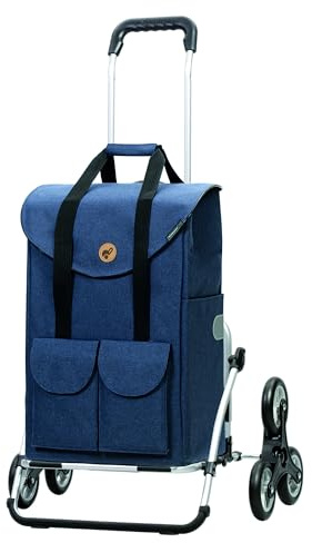 Andersen Einkaufstrolley - klappbar - 54 Liter - Treppensteiger | Aufhängung für Einkaufswagen - belastbar 50 kg - Aluminium - Trolley - Rad Ø 3 x 13 cm - Cargo Shopper XXL Jacob blau