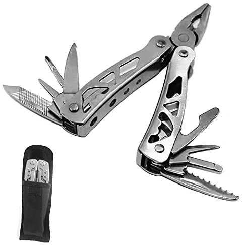 Mini Multitool Plier Set 12-in-1 Stainless Steel Floding General Plier Multi-Purpose Foldable Pocket Multitool with Screwdriver Bottle Opener for Outdoor Camping Fishing Hunting Hiking Survival