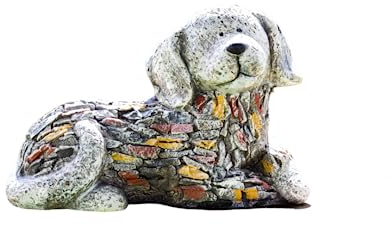 Garden Mile Statua a forma di cane con effetto pietra, ornamento da giardino, animali da esterno, autoportante, statua da giardino e scultura per esterni, interni, patio, prato, passerella