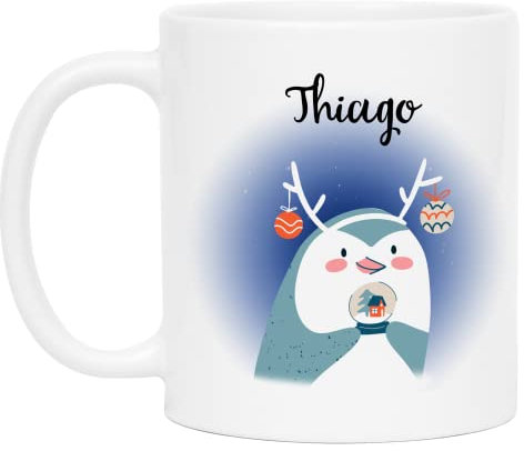 Kiddle-Design Weihnachts-Tasse Kinder personalisiert mit Name | Kindertasse mit Pinguin Motiv Geschenk Jungen Mädchen zu Weihnachten Nikolaus Tasse