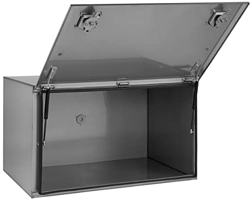 Edelstahlstaukasten matt Werkzeugkasten Staubox Staukiste B 1200 x H 500 x T 500 mm mit Gasdruckfedern LKW Expeditionsfahrzeug Wohnmobil ohne Befestigungsmaterial