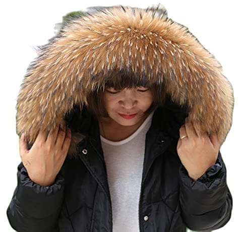 Bufanda RedEagle de Piel con Cuello Desmontable para Mujeres y Hombres - Collares de Piel de Mapache - Capucha - Talla Unisex 70CM x 16CM