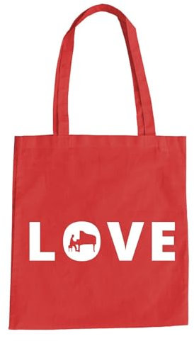 Love Klavier Baumwolltasche - Musik Musiker Flügel Tasten Jazz Blues Klassik Rot