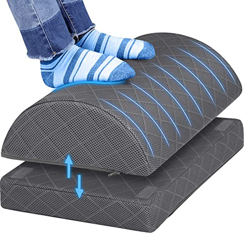 CushZone Foot Rest,Desk & Gaming Accessories,Foot Rest for Under Desk at Work,Comfortable Footrest with 2 Adjustable Heights & Removable Cover, Office Desk Accessories（Gray）