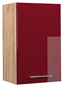 Vicco Hängeschrank Fame-Line, Bordeaux Hochglanz, 45 cm | MDF-Front · Soft-Close · 2 Einlegeböden · Metallgriffe · ✓ Praktischer Stauraum