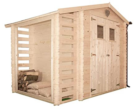 AVA - CASETTA DA GIARDINO CON LEGNAIA IN LEGNO DI PINO 265X250 CM