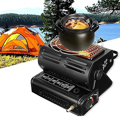 Camping-Gasheizer 1,3 kW Tragbarer Butanheizer Kompakter 2-in-1-tragbarer Gasheizer und Herd zum Camping, Kochen, Eisfischen, Wandern, Terrasse (Color : Black Camp Tent Heater)