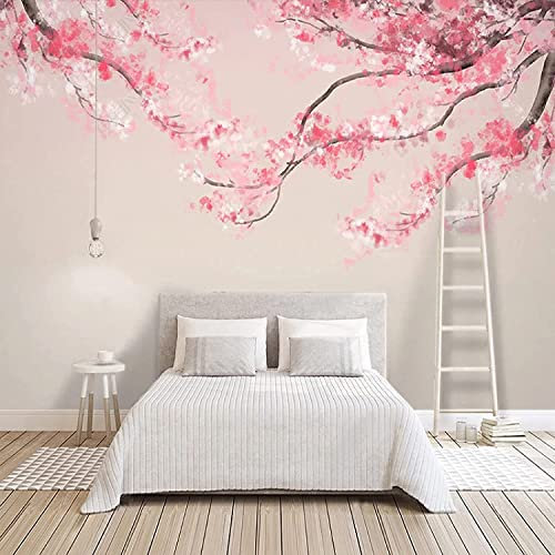 Carta Da Parati Peel And Stick 3D Ciliegio Dell'Acquerello Dell'Acquerello Carta Da Parati Murales Soggiorno Hotel Ristorante Hall Ingresso Sala Studio Sfondo Decorazione Murale Su T 140(L) x70(H) cm