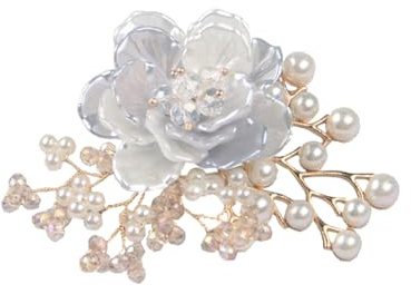 JKQBUX Broche en résine multifonction en forme de fleur et pinces à cheveux pour femmes et filles - Broche de corsage en perles - Accessoires de fête et de cérémonie, 6cm, Résine, Perle de nacre