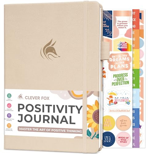 Clever Fox Positivity Journal – Daglig tacksamhet och Affirmationsdagbok med uppmaningar – Motiverande dagbok för psykisk hälsa för kvinnor och män med vana tracker – varar 6 månader, A5-storlek