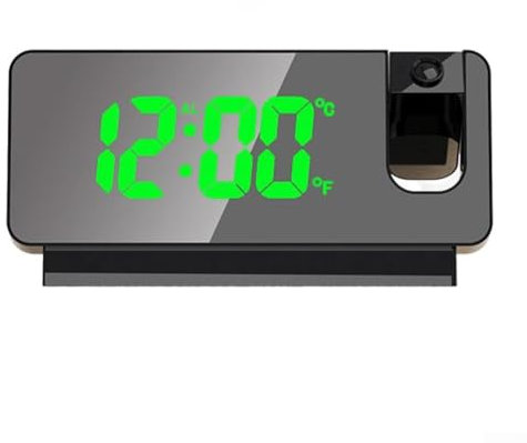 SPORTARC Projektionswecker, LED-Digital-Projektoruhr, 180°-Weitwinkel-Projektion, Schlummerfunktion, Dual-Wecker, 12/24 Stunden, leise Uhr, DC 5 V/0,5 A (schwarz)