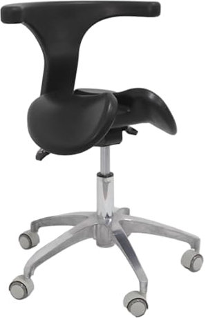 RUVANE Rollbarer Sattelhocker, geteilter Sitz, schwarz, ergonomischer drehbarer Sattelstuhl mit Rückenlehne, hydraulischer Hubhocker für Zahnarzt, Krankenhaus, Home-Office-Schreibtisch Star of Light