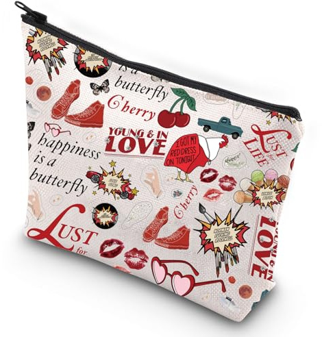 G2TUP Singer Album Cosmetic Makeup Bag Music Lover Gift Song Lyrics Zipper Pouch Bag Singer Concert Merchandise (Happiness Is