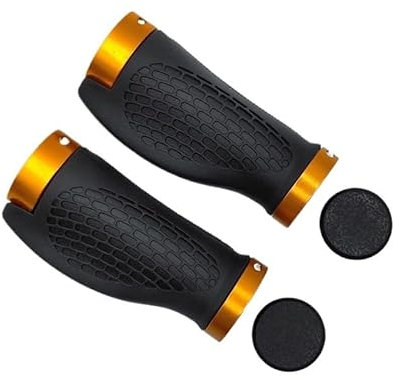 wanhaoaony lenkergriffe Fahrradlenkergriffe, Kurze Lange Griffe, Gummigriff, MTB, Radfahren, Mountainbike, BMX Fahrrad Griffe/Lenkergriffe (Color : Gold 2 Short)