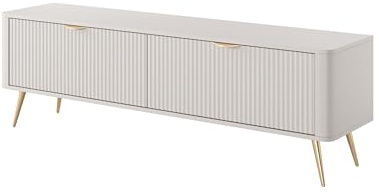 3E 3xE living.com Meuble TV avec Deux Portes, Couleur : Cachemire Pieds dorés,