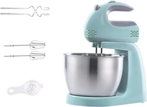 Sbattitore Manuale e con Supporto Doppio 2 in 1 Sbattitore Manuale per Alimenti Frusta elettrica con Funzione Turbo a 5 velocità Include Ciotola da 3 Litri, 2 fruste, 2 Ganci per impastare Perfetto