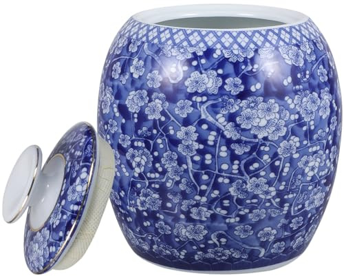 Alipis Pot À Gingembre En Céramique Bleue Et Blanche Avec Couvercle Pot À Thé Chinois Mini Récipients De Stockage De Thé Boîte En Porcelaine Petit Vase Chinoiserie Pour Épices Sucre