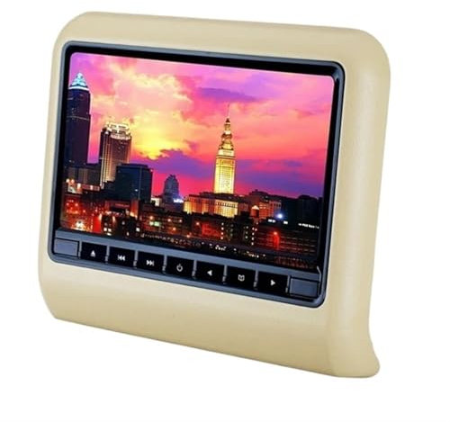 MZZYG Lecteur DVD de Voiture Écran LCD De 9 Pouces for Appui-tête De Siège De Voiture, Lecteur Multimédia Mp3/mp4, Transmetteur FM, Télécommande, Lecteur DVD, Moniteur(AV Beige)