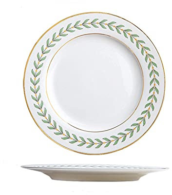 ABNNHK Frühstücksteller aus Keramik mit Goldrand, Steakteller mit Blumenmotiven, Dessert- und Salatteller, Essteller für Familie und Restaurant. Essteller aus Keramik (1 Packung)