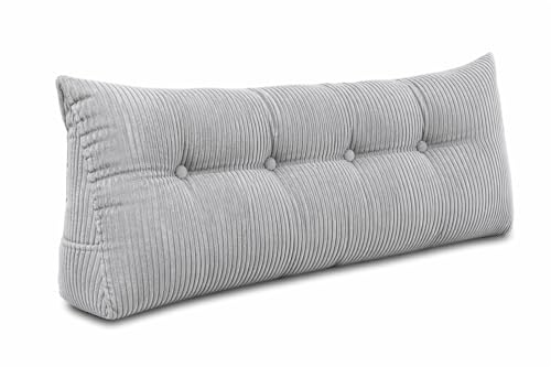 chilly pilley® Stützkissen Cord Rückenkissen Lesekissen Bettkissen Wandkissen Keilkissen Bettstützkissen viele Farben, 100x50x20 (Hellgrau)