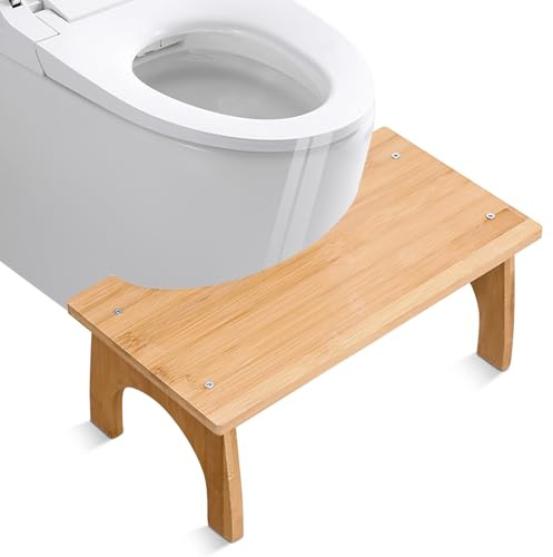 BORDEAG Sgabello Da Toilette,37 * 20 * 17CM Poggiapiedi Per WC,Sgabello Per WC In Legno,Poggiapiedi Adulti Per WC Per Adulti E Bambini,Anti-Stitichezza,Contro La Flatulenza(Colore Legno)