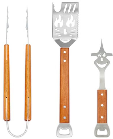 HYSHLC Stainless Steel BBQ Grill Set, 14-in-1 Multi-Functional Barbecue Tools with Nylon Storage Bag, Heavy Duty Grill Spatula, Tongs, Fork for Outdoor Cooking, Camping, Garden Parties