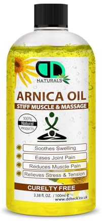 DD Teck 100% Natural Arnica Massage Oil –Pain Relief for Muscles & Joints – Soothes Stiffness, Relieves Stress and Tension & Improves Circulation & Skin Health (100ml)