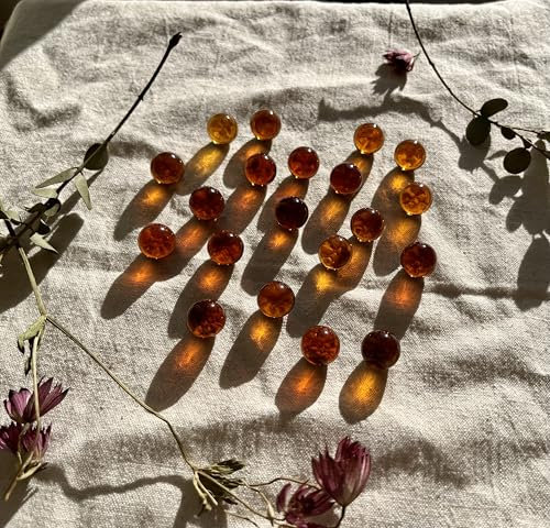 FAIRY TAIL & GLITZER FEE 20 Stück Kristall Glas Murmeln Gold Braun Hochwertige Glaskugeln für Dekoration Sammlungen kreative DIY-Projekte 16 mm Durchmesser Glaskugeln