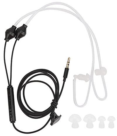 Cuffie Del Tubo D'aria Leggero, Cuffie Stereo Intrauricolari Anti-Radiazioni con Microfono a Evidente Microfono, Cuffia con Cavo Auricolari Intrauricolari da 3,5 Mm, Audio Sicuro E Chiaro, (Nero)