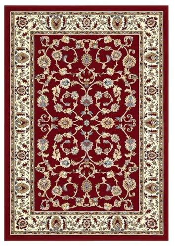 Parure (3 pezzi) di Tappeti persiani orientali, tappeto economico salotto soggiorno, riproduzione motivi classici 2079 rosso tris scendiletto (1 pezzo 70x130 + 2 pezzi 55x105)