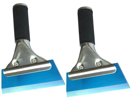 TOPBATHY 2pezzi Spatola Adesivi Auto Con Lama in Gomma Resistente Raschiaghiaccio e Rimuovi Bolle Film Vetro Manico Acciaio Inox