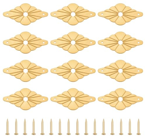 PH PandaHall 12 Stück Rhombus-Flachscheiben Messing-Unterlegscheiben mit dekorativer Schraube Goldene Dichtung Klassische Möbelverzierung für Türbeschläge, Schränke und Schubladen, 3 x 6 cm
