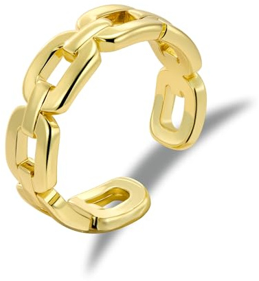 Gold Silber 925 Ring Damen Verstellbar Kettenglieder Ringe Zirkonia Offen | ALEXCRAFT Gold Silber 925 Ring Damen Verstellbar Kettenglieder Ringe Zirkonia Gedrehter Offen Verlobungs Schmuck Hypoallergen