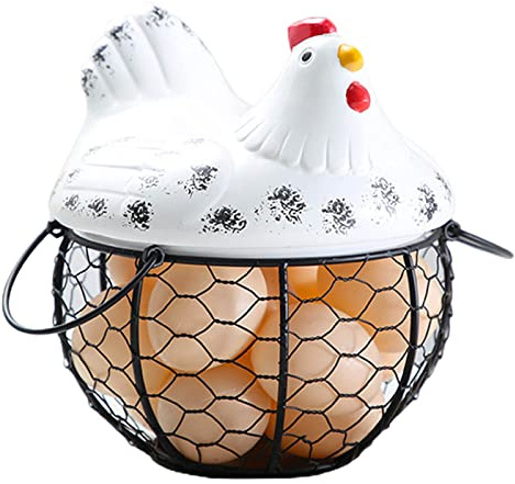 Geavonyg Multifunktionaler Obst Aufbewahrungskorb Bauernhof Stil Behälter Für Küchenbedarf Geschenk Keramik Henne Ornament Einfach Zu Verwendende Saubere Küchen Aufbewahrungskörbe
