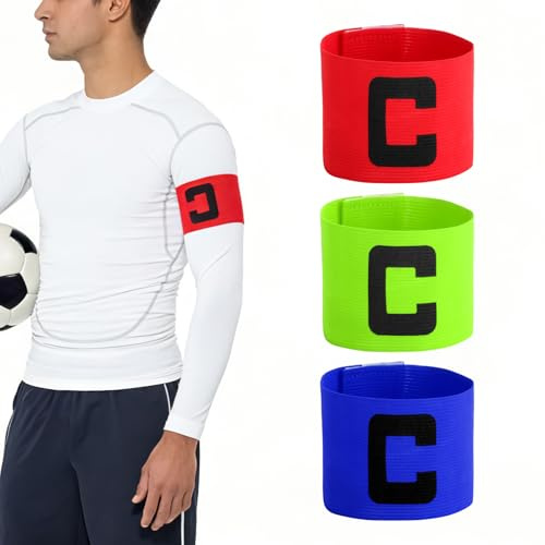 3 Stück Fußball Kapitänsbinde, Verstellbare Elastic Spielführerbinde Erwachsene 33 x 7 cm für Fußball Training und Wettkampf, Multicolor Gummizug Armbinden für Vereine Schulsport und Hobbyteams