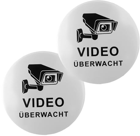 2 Piezas Cartel de Videovigilancia, Señal Adhesiva Cartel, Señal de Información Videovigilancia Precaución Autoadhesiva Superficie de Aluminio Cepillado 10 cm