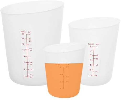 3 vasos medidores de silicona, jarras medidoras con escala, para moldes de resina epoxi, hechos a mano, manualidades, laboratorio, cocina (150/250/500 ml)