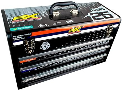 Caisse à Outils Complète Personnalisée Orange/Navy FX Motors – Nom/Prénom/Numéro – Idée Cadeau Moto & Motocross – Coffret Outillage 187 Pièces – Tiroirs + Rangement – Atelier, Garage, Paddock