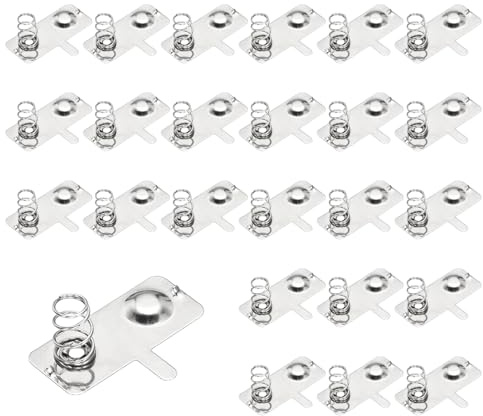 QUARKZMAN 24 Pcs Ressorts De Contact pour Piles AA Plaque De Nickelage, 28 mm x 12 mm Conversion Negative vers Positive Ressorts De Remplacement pour Montage sur PCB Et Porte-Piles