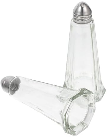 Veemoon Lot de 2 Salières en Verre Couvercles en Acier Inoxydable Perforés, Petite Taille, Saupoudreuses Multifonctions pour Sel et Poivre, Accessoires Pratiques Cuisine et Barbecue
